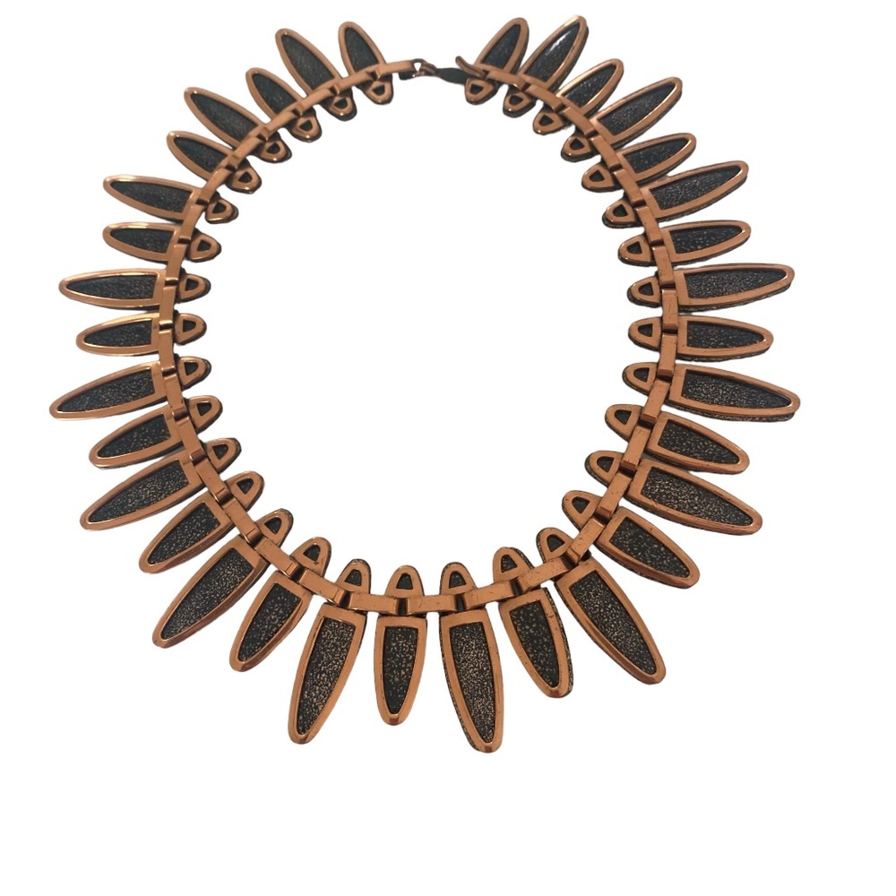 VTG Matisse Renoir copper black enamel necklace MCM mid century Nefertiti - Picture 7 of 10